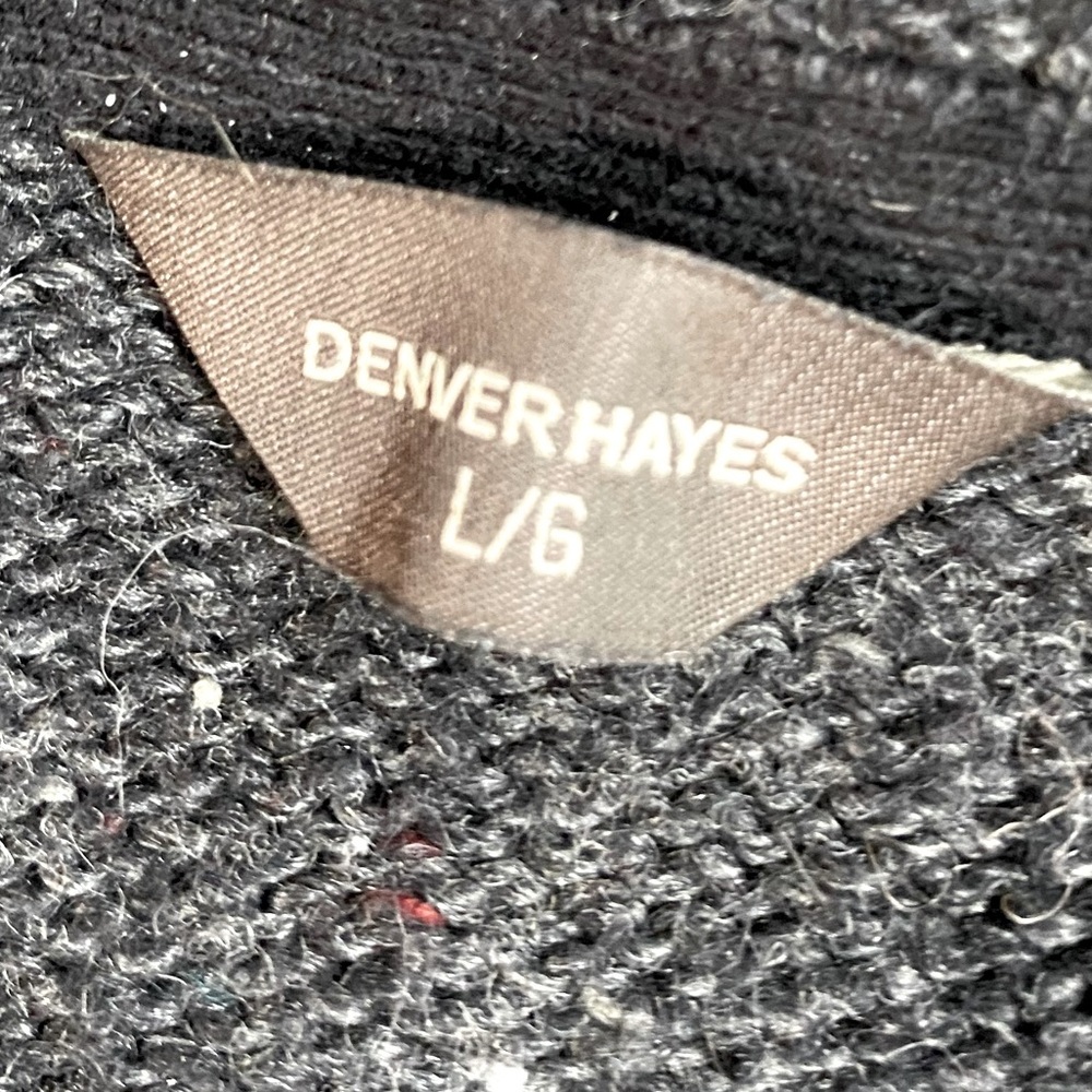 Denver Hayes Dark Grey Cable Knit Crew Neck Sweater L - Picture 3 of 16
